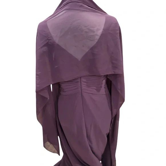 Azazie Purple Pleated Midi Dress - Picture 3 of 9